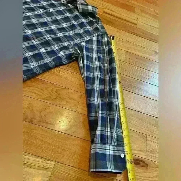 Peter Millar Button Down Shirt Men's Size XXL Blue/Gray Plaid Long Sleeve Pocket - Picture 9 of 11